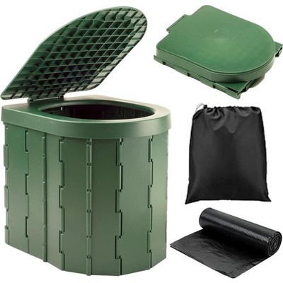 Klappbare Campingtoilette mit Deckel, Tragbare Trenntoilette, Faltbare Potty ...