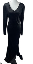 Black Velvet Maxi Dress 2XL Elegant Formal Romantic Party Whimsigoth Goth Vamp