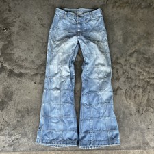 Vintage 70s style Patchwork Brittania Flare Bell Bottom Cotton Denim Jeans