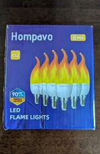3 Mode LED Flame Light Bulbs E12 Chandelier Base - 6 Pack