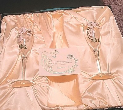 Vintage Perrier Jouet Champagne Flute Set of 2 with Box Epernay-France