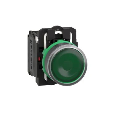Schneider XB5AW33M5 Harmony XB5 Green Flush Illuminated Push-Button 1NO+1NC 22mm