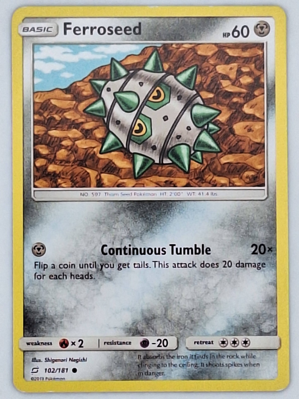 Ferroseed 102/181 Pokemon - Sun & Moon Team Up MP