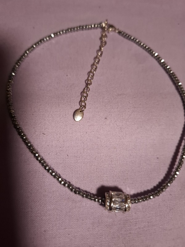 Vtg. 925 Sterling Silver "Luc CN" Bead Chain Necklace W/ CZ Tube Style Pendant