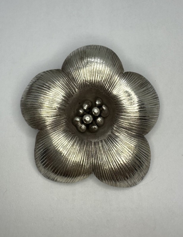 Unique VNT NOS Sterling Silver Handcrafted 3D Flower Pendant Heavy 20g 2”in!