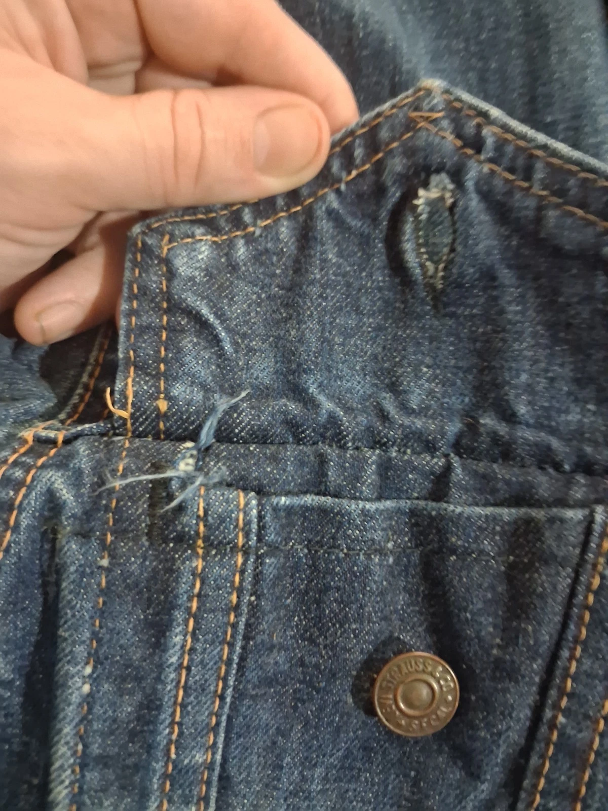 Vintage 60s Levis Big E Type 3 Denim Trucker Jacket Dark Indigo 36 18x24 70505 image 20