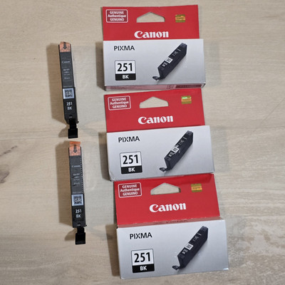Canon CLI-251 Black Ink Cartridge Pixma Genuine Sealed 7 ml 1 Tank Lot of 5 Japa