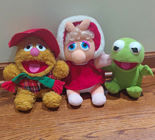 Henson Associates Muppets Plush Lot Kermit Miss Piggy Baby Fozzie 1987 6-14"