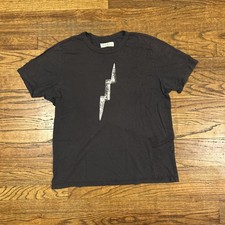 Imogene and Willie Mens Small Gray Lightning Bolt Graphic T-Shirt Made in USA