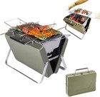 Outdoor Portable Barbecue Grill Briefcase Style Folding Charcoal Camping Grills