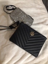 Rebecca & Rifka Women's Wristlet Wallet Black Quilted Accessory Bag Large 9x6