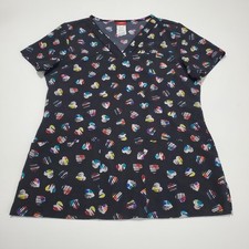 Love U Dots Dickies Scrubs EDS V Neck Top DK718 LVDT Stretch Patch Pockets Small