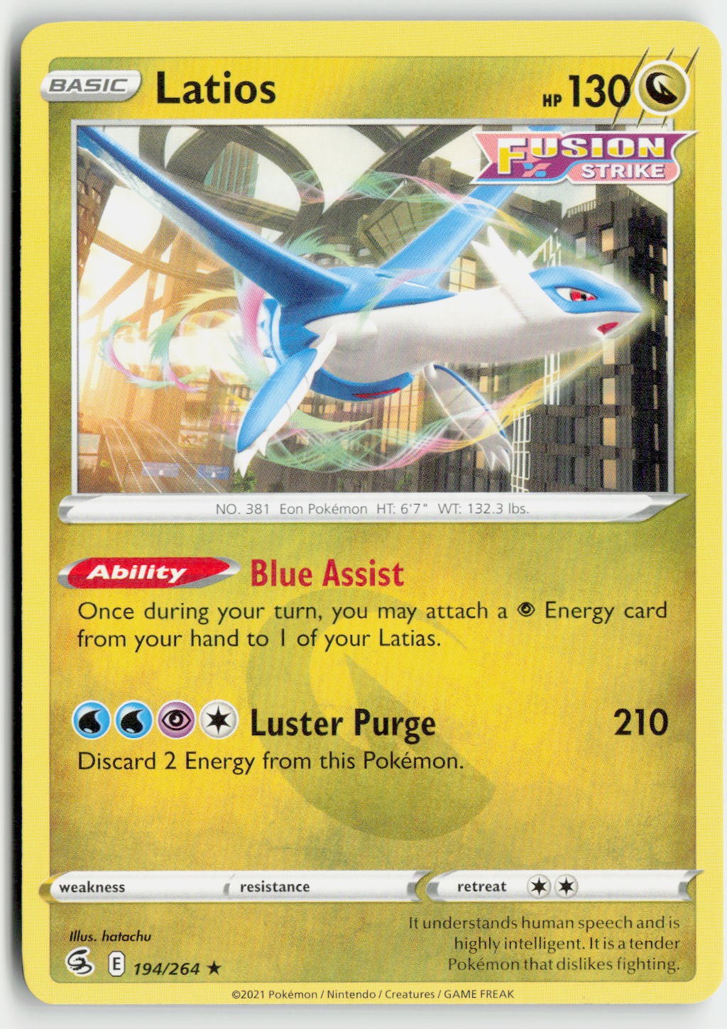 LATIOS 194/264 RARE FUSION STRIKE POKEMON NEAR MINT