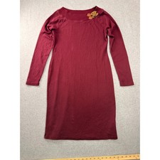 Lauren Ralph Lauren Burgundy Cotton Knit Buckle Detail Sheath Dress Womens L