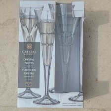 2 x Bohemia Crystal Champagne Flutes in Box  180ml / 6oz