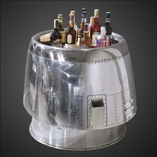 Aviator Aircraft Engine Cowling Bar Cabinet – Aluminum Airplane Aviation Stool