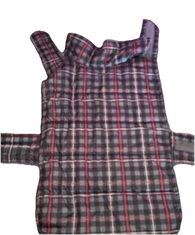 Red Grey and Black Plaid Dog Coat Jacket Size L