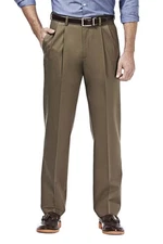 Haggar Mens Pleated Classic Fit Toast Pants 38 X 29 NEW $80 HC10897