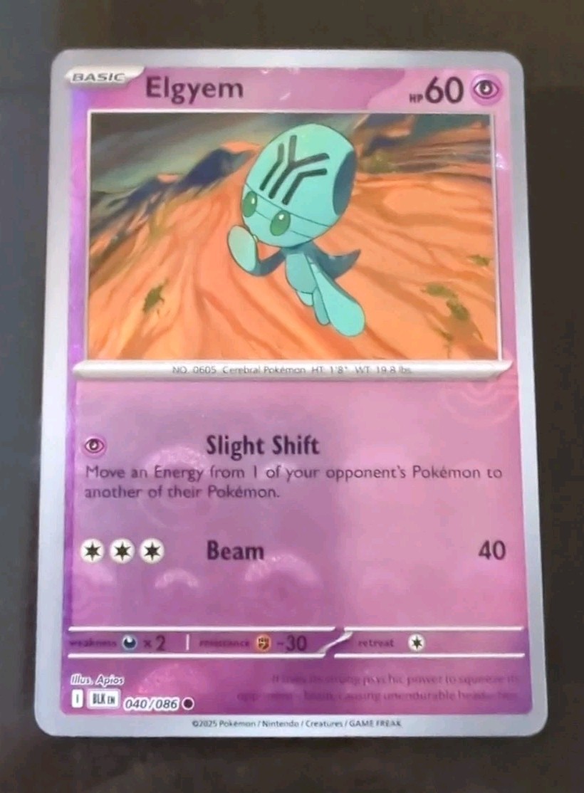 π₯ Pokemon SV Black Bolt Elgyem 40 Reverse Holo Poke Ball card NM 040/086