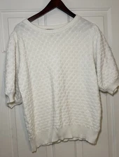 FRNCH Women’s Joelle Short Balloon Sleeve Sweater Cream Size Large