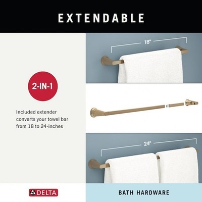 NEW Delta Sparrow 18-24 in Champagne Gold Bronze Wall mount Single Towel Bar NIB