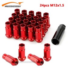 24pcs M12x1.5 Open End Lug Nut 48mm Steel Wheel Nuts Bolts With Socket Key Red 24pcs M12x1.5 Open End Lug Nut 48mm Steel Wheel Nuts Bolts With Socket Key Red