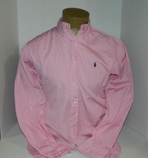 RALPH LAUREN MEN'S CLASSIC FIT BUTTON FRONT LONG SLEEVE 16 34 45 COTTON RED WHT