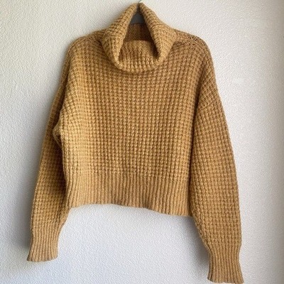 Aymara Women's Size Extra Small Jetti Turtle Neck Sweater in Camel Wool Alpaca