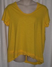 New WESTBOUND WOMAN Size 1X Short Sleeve Cotton Yellow Knit Top NWT Asymmetric