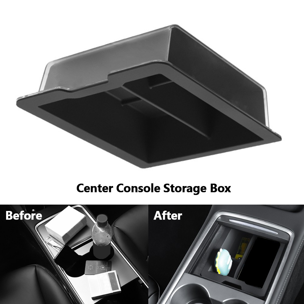 Center Console Storage Box Tray with Divider Fit for Tesla Model 3/Y 2021-2023