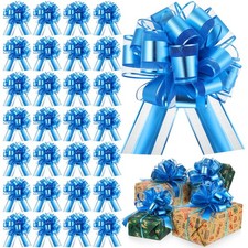 30 PCS 6 Inch Light Blue Large Christmas Pull Bows For Gift Wrapping Ribbon