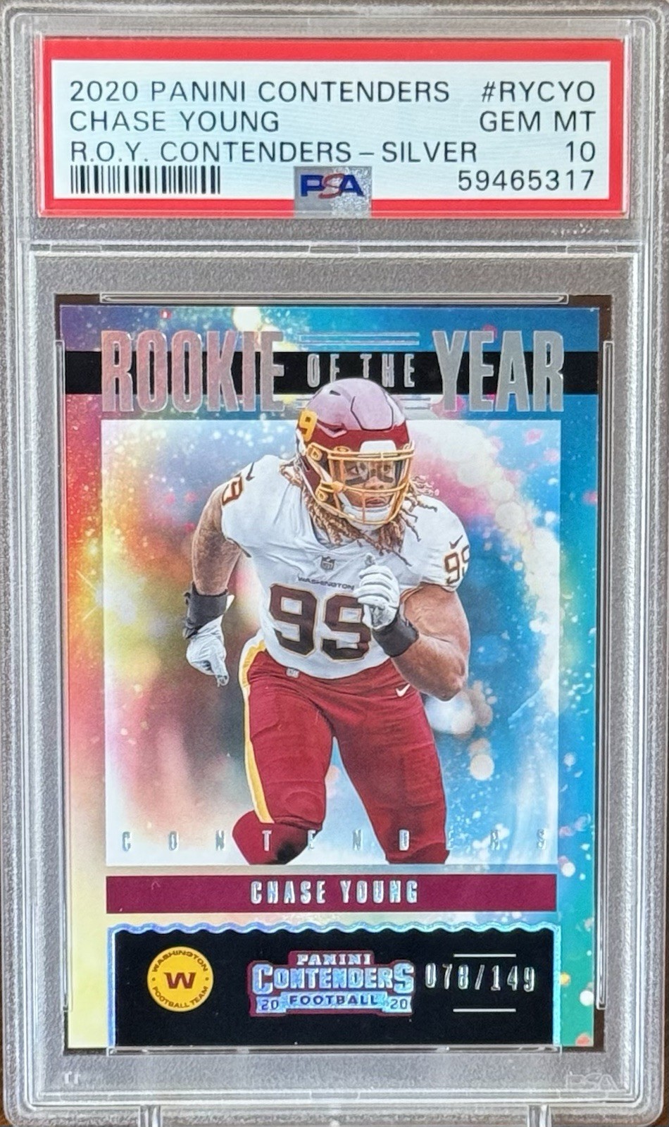 Chase Young Panini Contenders Rookie of the Year Contenders #RYCYO Silver