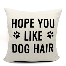 Dog Throw Pillow Cover 18x18, Funny Decor With Paw Print, Room Decorations fo...