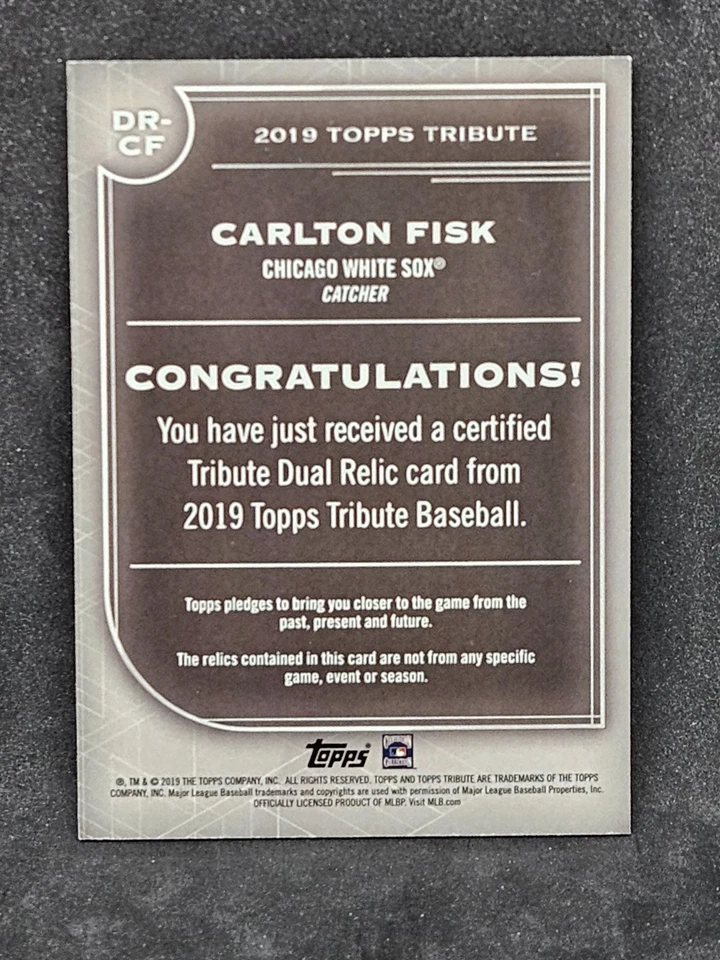 2019 Topps Tribute Carlton Fisk Relic Card 105/150 DR-CF - Image 2 of 2