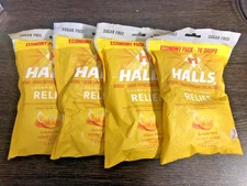 4X Halls Throat Relief Honey Lemon Cough Drops SUGAR FREE 80 count EXP. 10/25