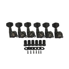 18:1 Locking Tuners for Electric/Acoustic Guitars - Mini Buttons, Black Tuning K