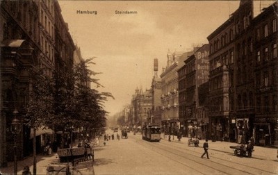 Ak Hamburg Mitte St. Georg, Steindamm, Straßenbahn, Geschäfte - 5099889
