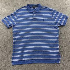 Polo Ralph Lauren Shirt Mens XL Blue Button Up Pony Short Sleeve Preppy Striped