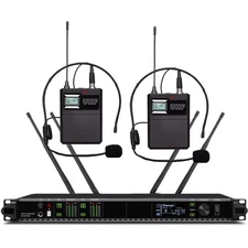 2 Headset Wireless Microphone System AD4D HeadMic DJ Karaoke Stage Sing BodyPack