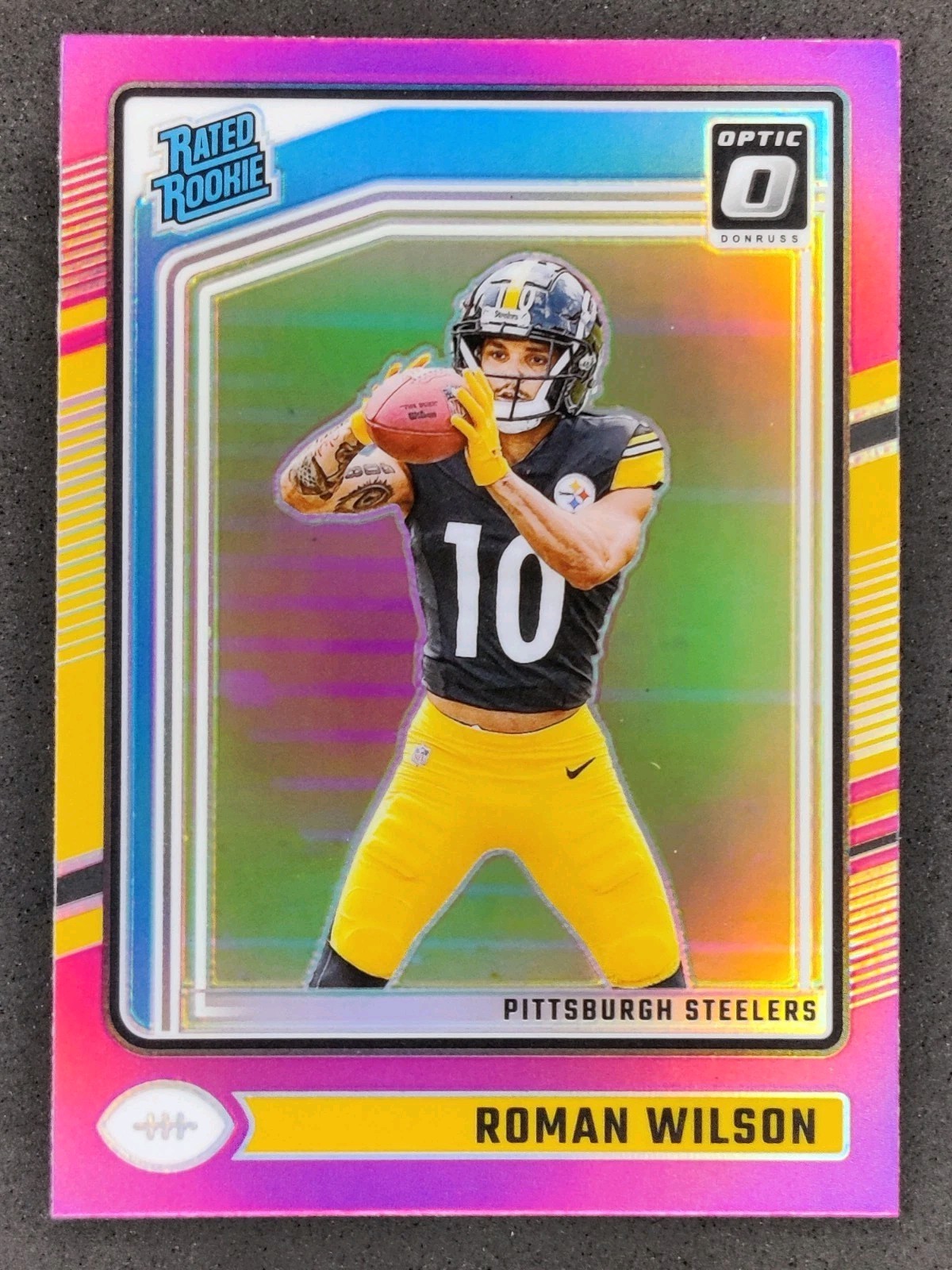 2024 Panini Optic ROMAN WILSON Rated Rookie Pink Holo #285 Pittsburgh Steelers
