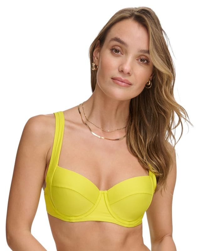 DKNY Bikini Top Yellow Underwire Support, S