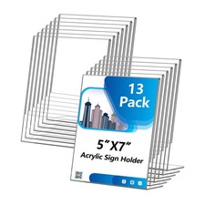 Acrylic Sign Holder 5x7 Inches, 13 Pack Clear Plastic Table Flyer Display Sta...