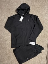 Image of PUMA PUMATECH Full Tracksuit Black - Zip Hoodie & Matching Pants - Size S - BNWT