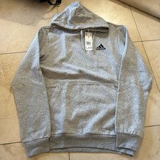 Adidas Men  s Hoodie Sweatshirt Feel Cozy Essentials Grey Size Small