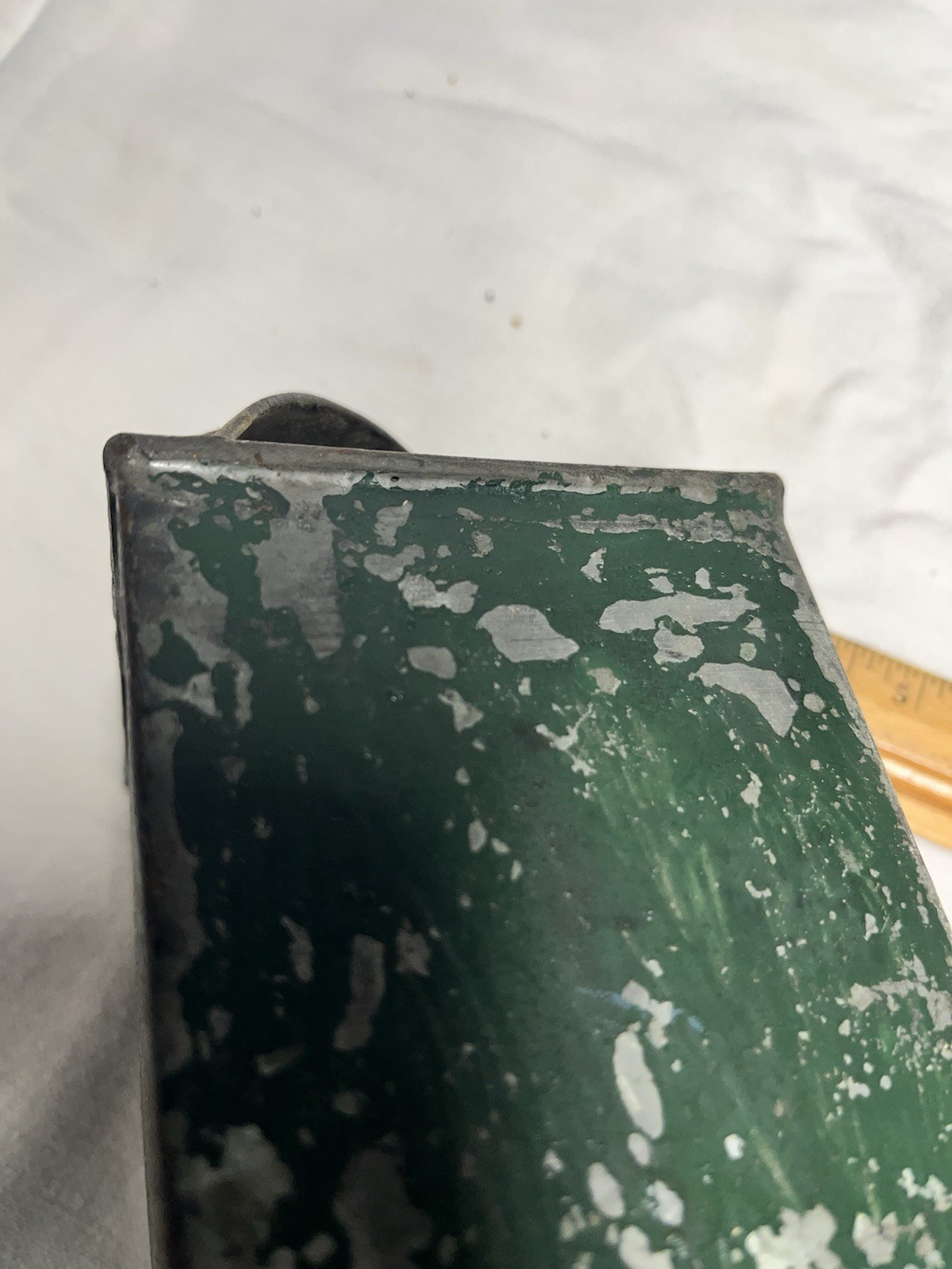 Antique Galvanized Tin Chicken Waterer w Original Green Paint Poultry. Primitive