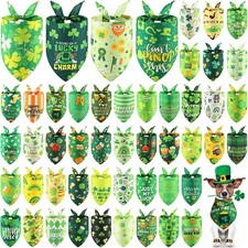 50 Pcs St. Patrick's Day Dog Bandanas Bulk with Sayings Dog Bandanas Triangle Ss