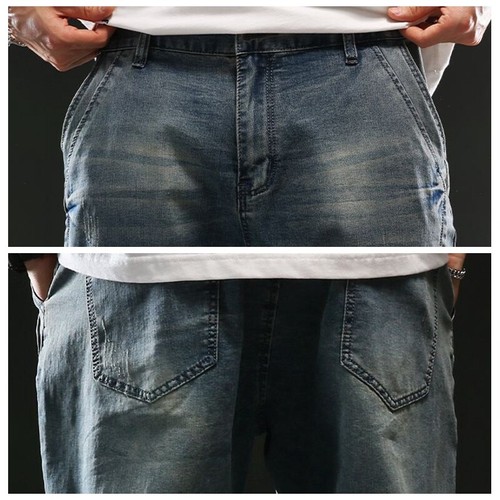 Pantalones cortos de mezclilla sueltos debajo de la rodilla 3/4 capri para hombre - Imagen 6 de 10