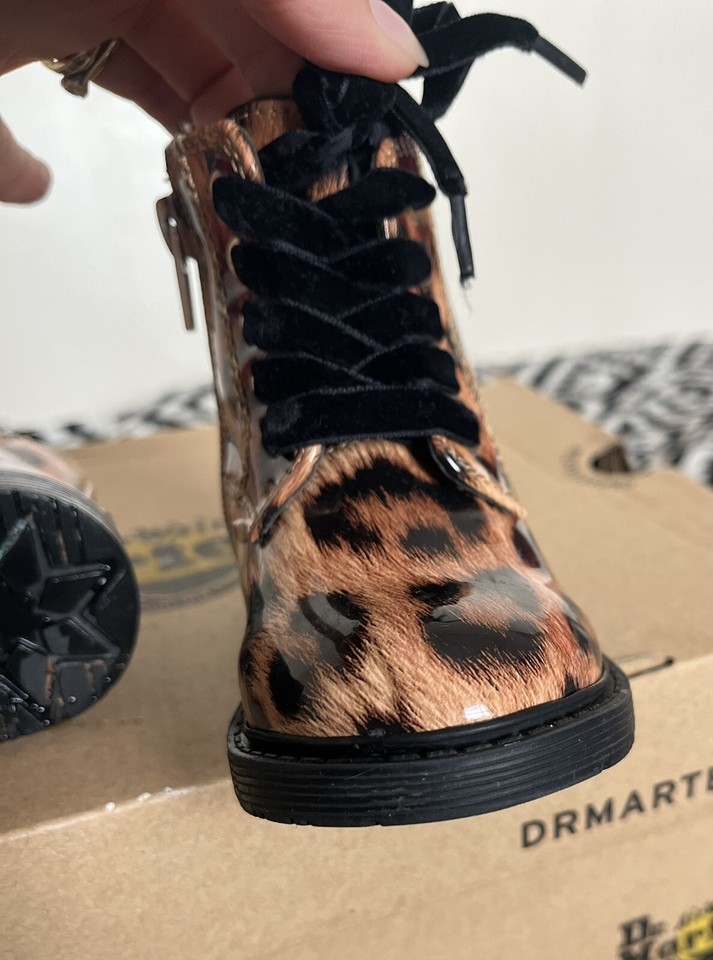 Baby Girl Ankle Boots Brown Black Animal Print Size 5 UK Infants/22 Eur