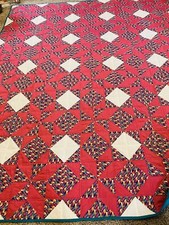 Vintage Pinwheel Colorful Quilt 105 x 86 Fuchsia Teal
