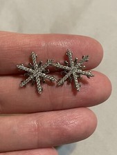 Sterling Silver 925 Cubic Zirconia Snowflake Earrings